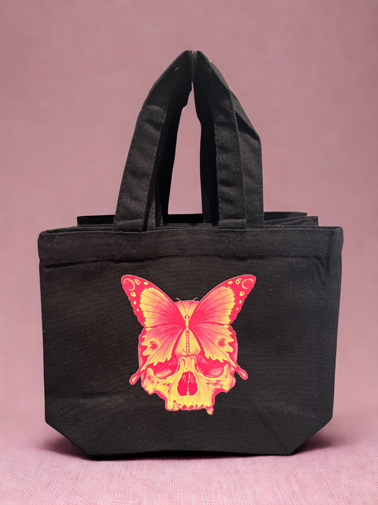 Black Skull Butterfly Mini Tote