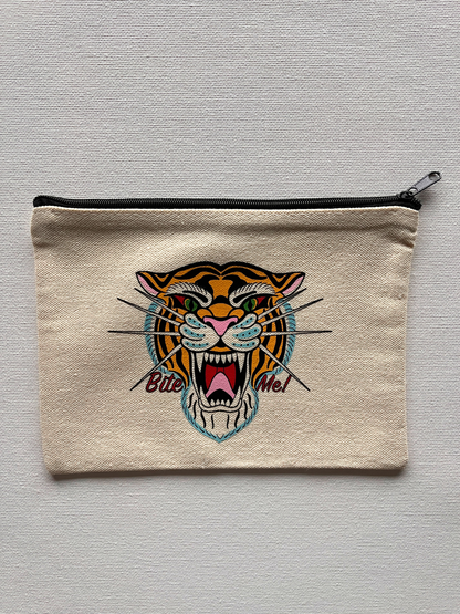 Natural Bite Me Tiger Canvas Pouch