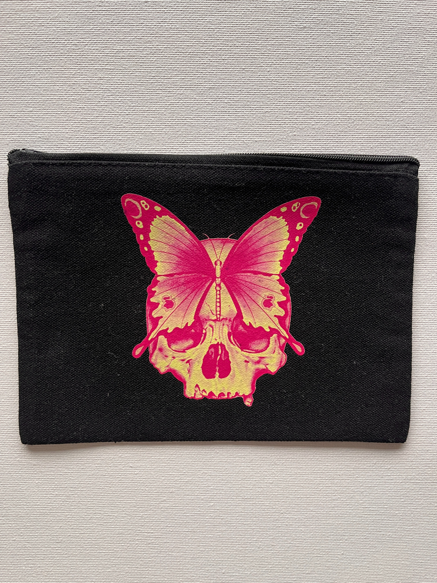 Black Skull Butterfly Canvas Pouch