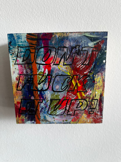 Abstract artwork with text on a textured white background