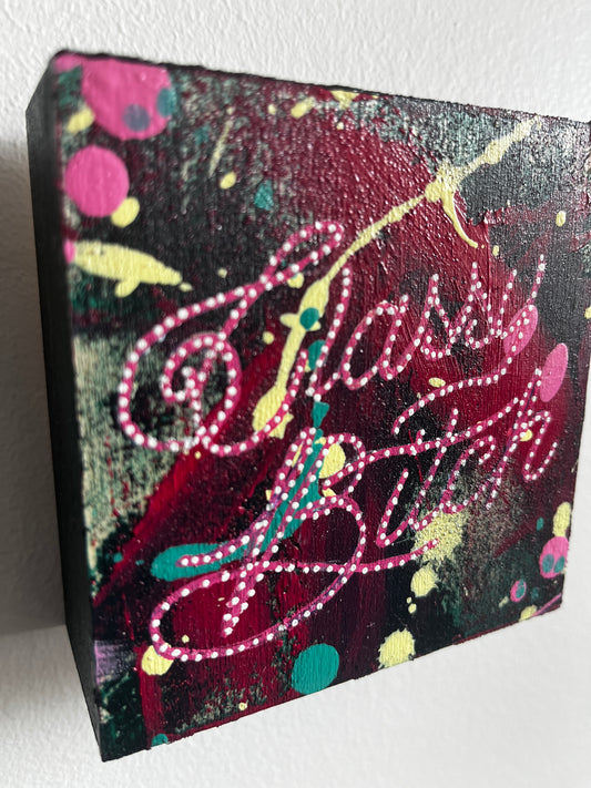 Colorful abstract painting on a textured surface