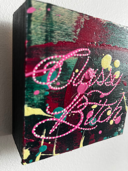 Colorful abstract painting on a textured surface